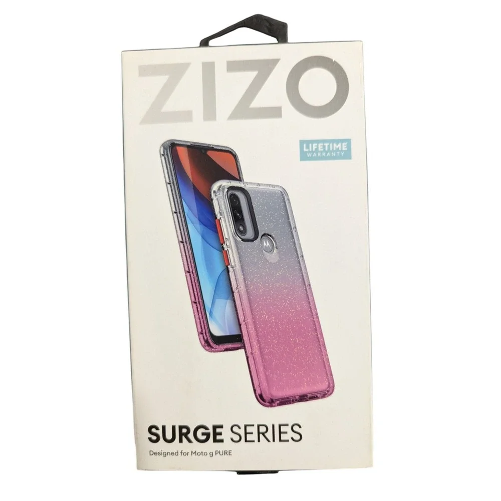i2. ZIZO Surge Series case Designed for Motorola‎ Moto g PURE clear pink glitter